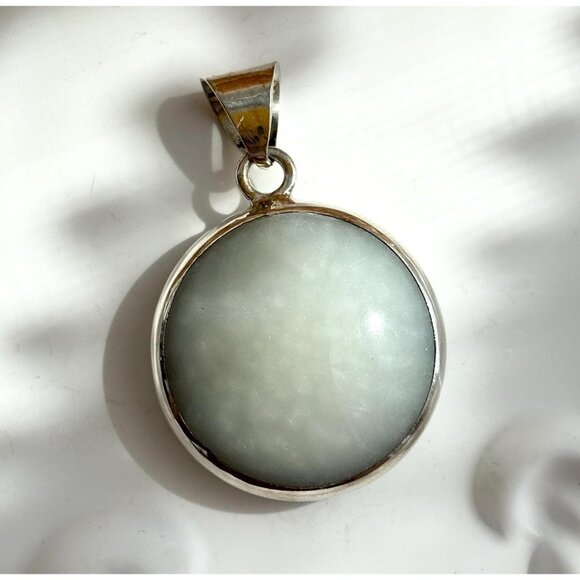Mother of Pearl & Lapis Lazuli Gemstone Sterling Silver 925 Vintage Pendant - Picture 1 of 10